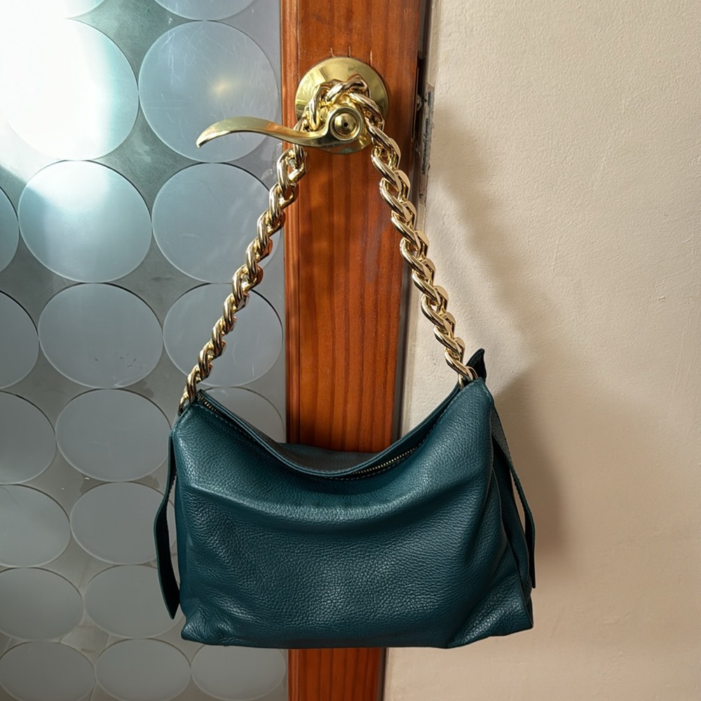 Teal Colored Viola Castellani Italian Leather Han… - image 5